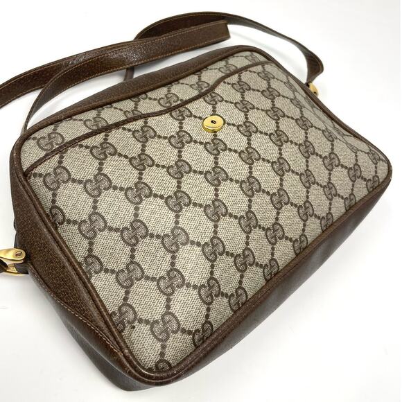 Gucci Vintage GG Monogram Logo PVC Leather Shoulder Bag Beige Brown - Picture 10 of 16